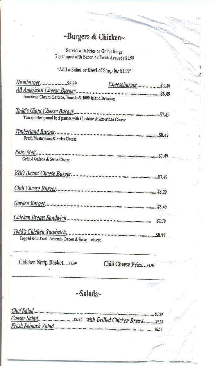 Todd's Place Steak & Eggs - Eugene, OR menu_pic