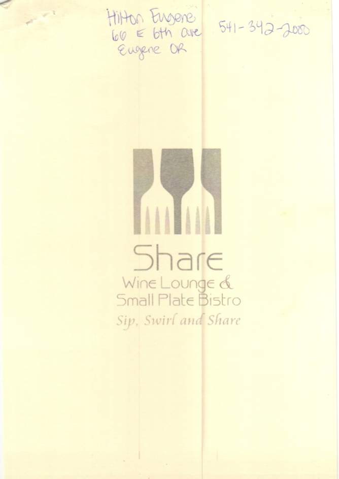 Share Wine Lounge & Small Plate Bistro (Hilton Eugene) - Eugene, OR menu_pic