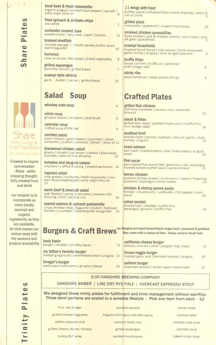 Share Wine Lounge & Small Plate Bistro (Hilton Eugene) - Eugene, OR menu_pic