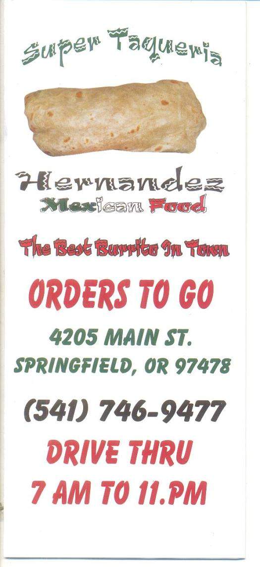 Super Taqueria - Springfield, OR menu_pic