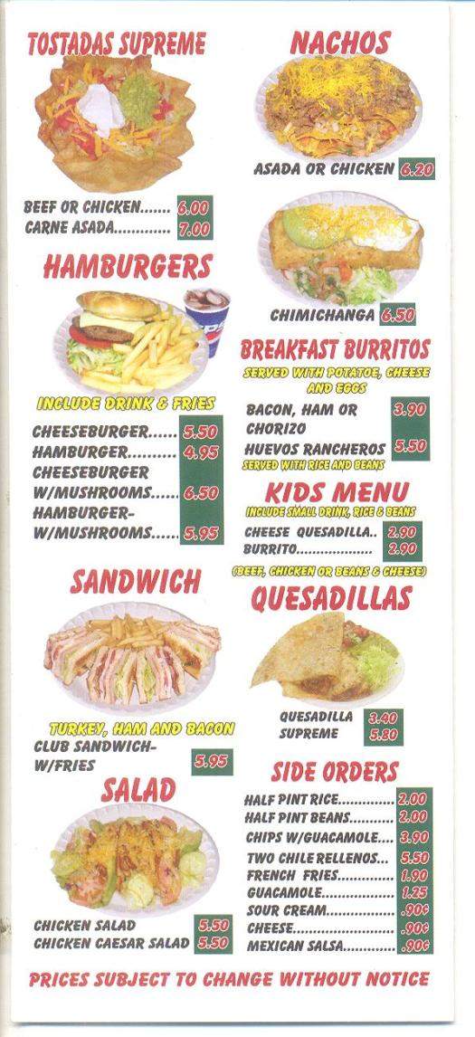 Super Taqueria - Springfield, OR menu_pic