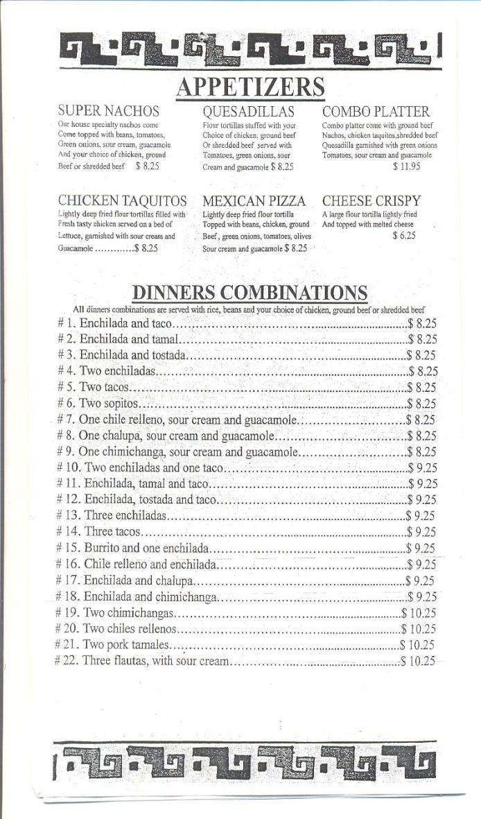 El Azteca - Myrtle Creek, OR menu_pic