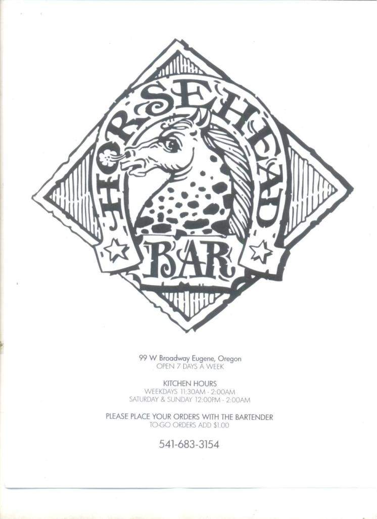 Horsehead Bar - Eugene, OR menu_pic