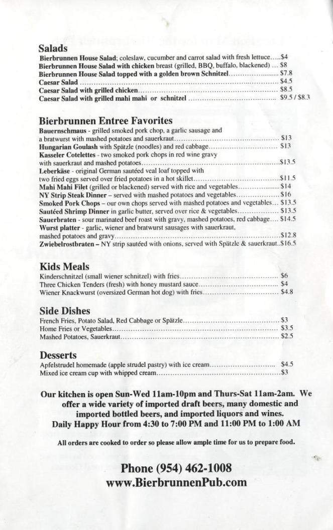 Bierbrunnen Fort Lauderdale - Fort Lauderdale, FL menu_pic