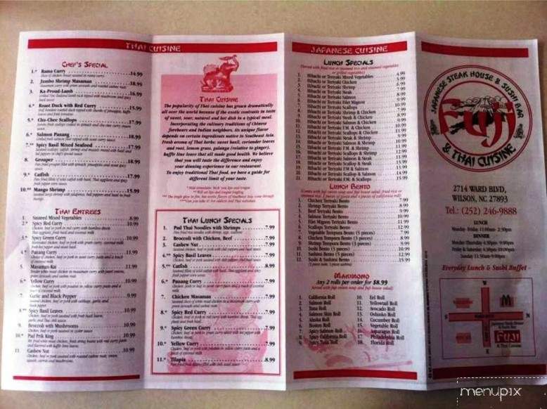 Fuji Steakhouse Japanese - Wilson, NC menu_pic