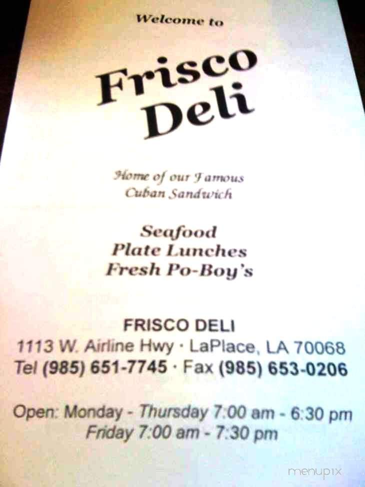 Frisco Deli - LaPlace, LA menu_pic