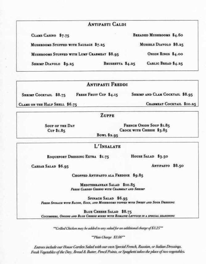 Freddie's Restaurant and Tavern - West Trenton, NJ menu_pic