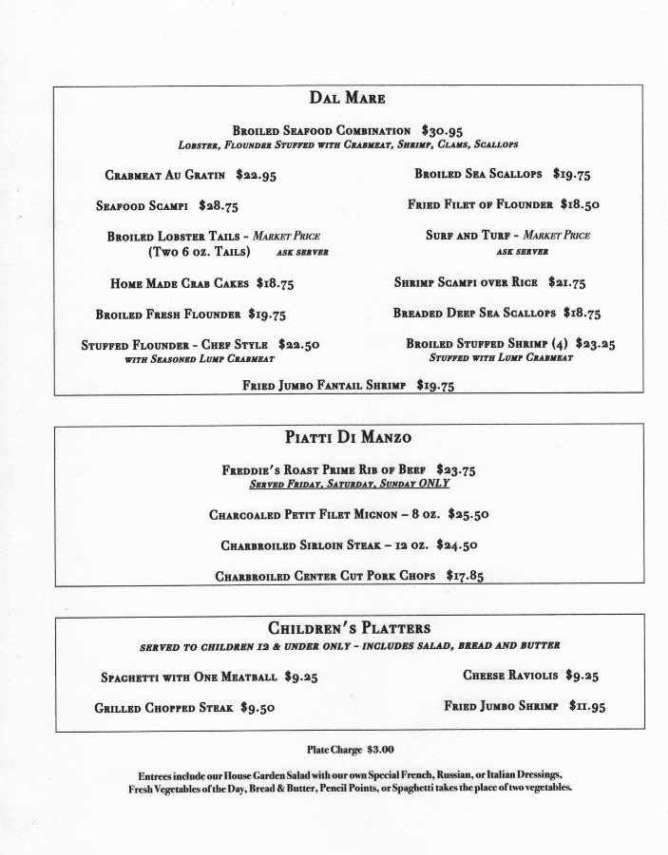 Freddie's Restaurant and Tavern - West Trenton, NJ menu_pic