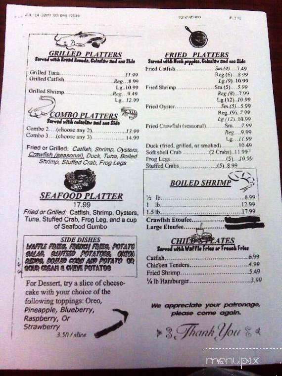 Fant's Seafood Restaurant - Pineville, LA menu_pic