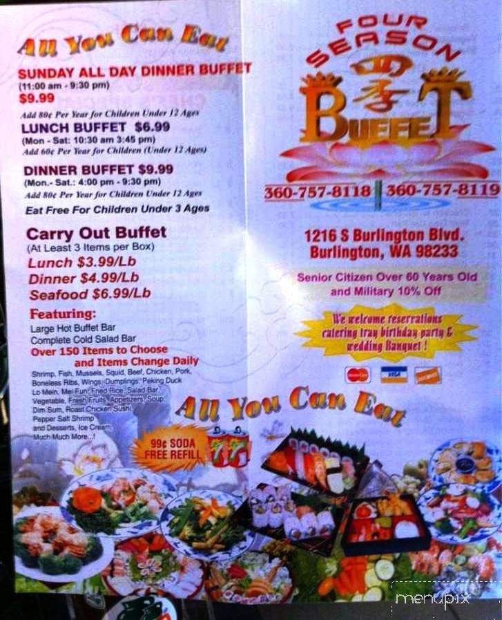 Four Season Buffet - Burlington, WA menu_pic