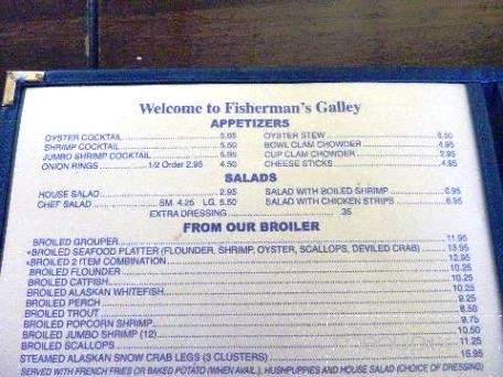 Fisherman's Galley - Rocky Mount, VA menu_pic