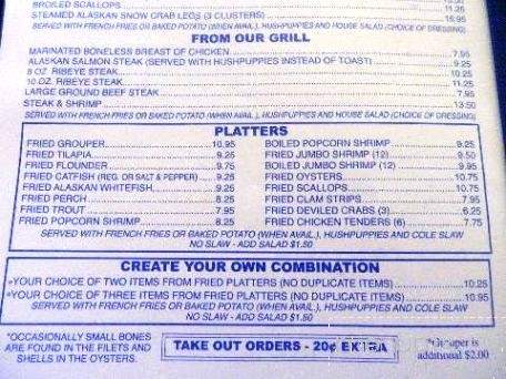 Fisherman's Galley - Rocky Mount, VA menu_pic