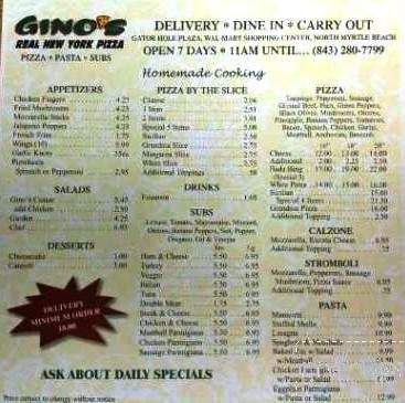 Geno's Ny Style Pizzeria - North Myrtle Beach, SC menu_pic