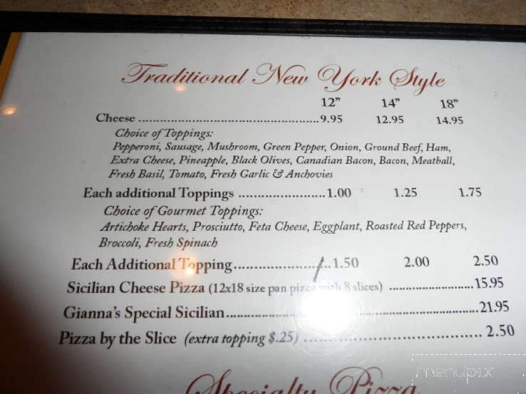 Gianna's Pizzeria - Suffolk, VA menu_pic