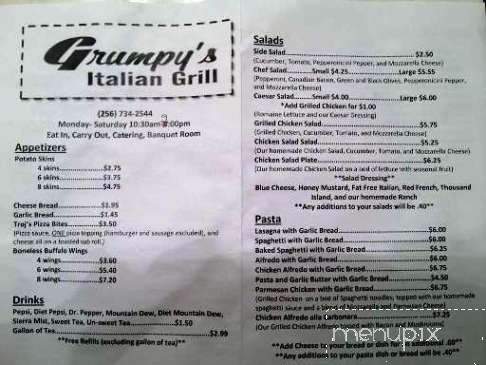 Grumpy's Italian Grill - Cullman, AL menu_pic