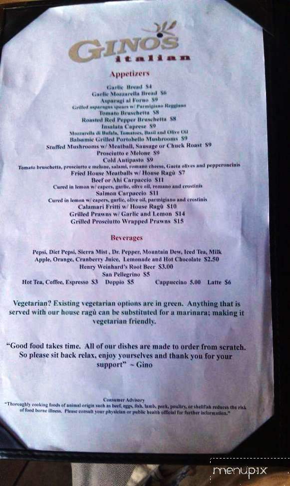 Gino's Italian Ristorante - Meridian, ID menu_pic