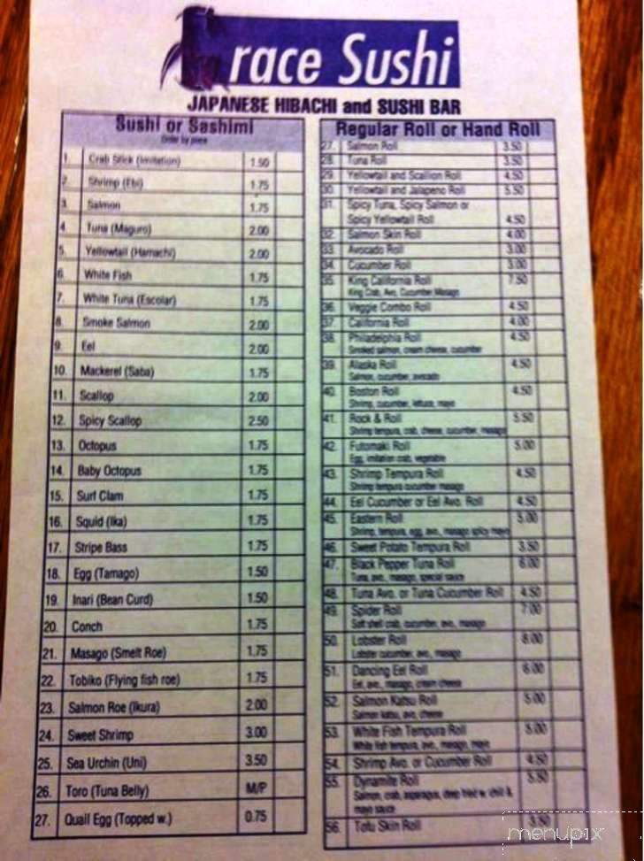 Grace Sushi - Ocala, FL menu_pic