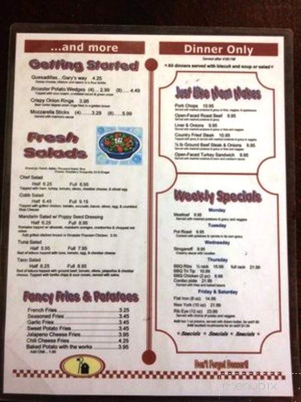 Gary's Country Deli - Galt, CA menu_pic