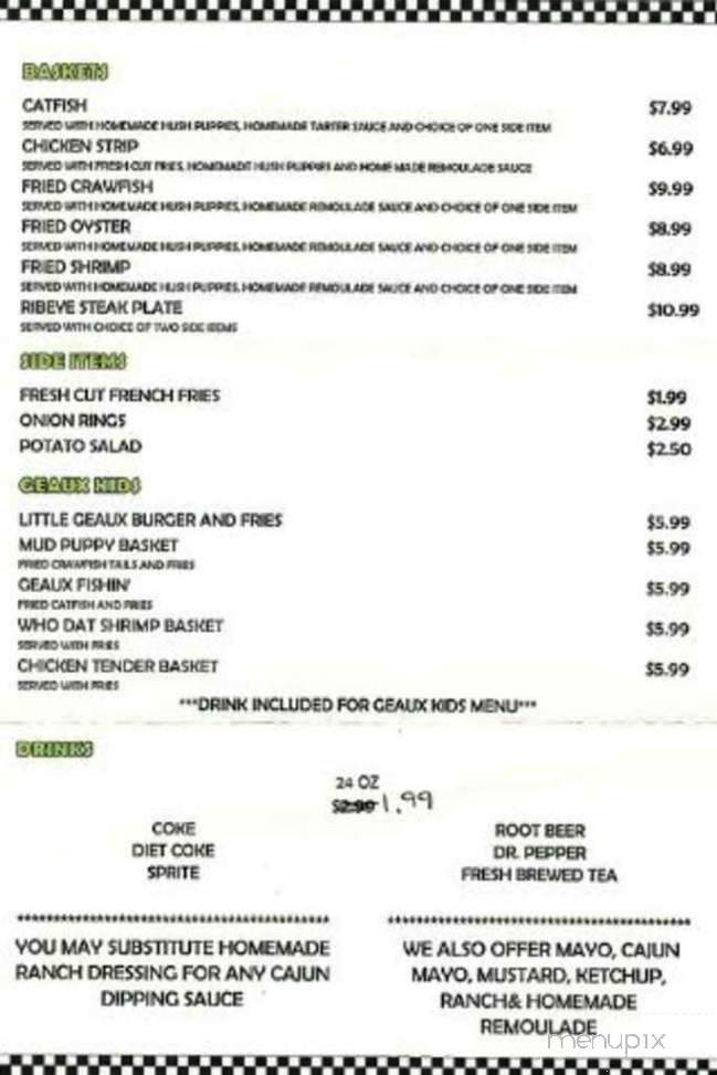 Geaux Burger Grill - Byram, MS menu_pic
