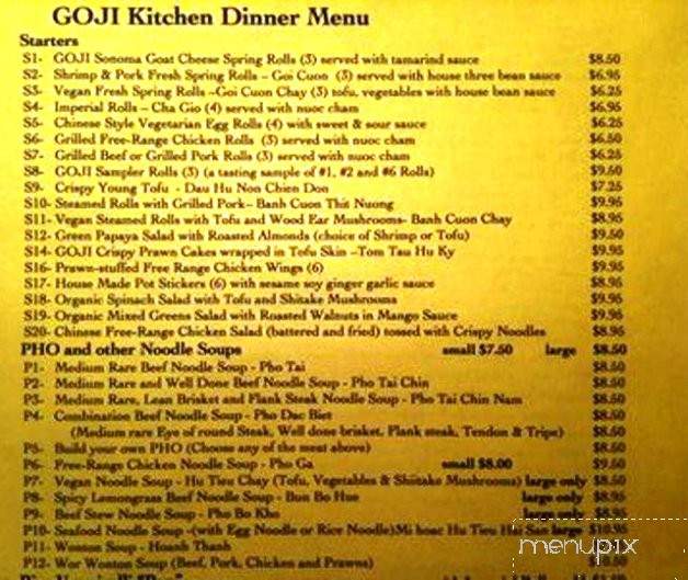 Goji Kitchen - Santa Rosa, CA menu_pic