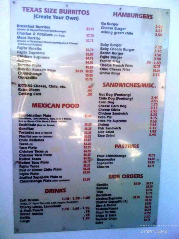 Go Burger Drive-In - Las Cruces, NM menu_pic