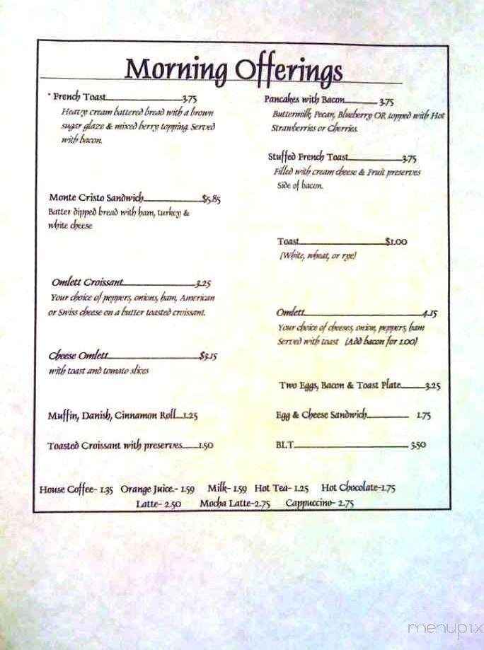 Griffith and Feil Soda Fountain - Kenova, WV menu_pic