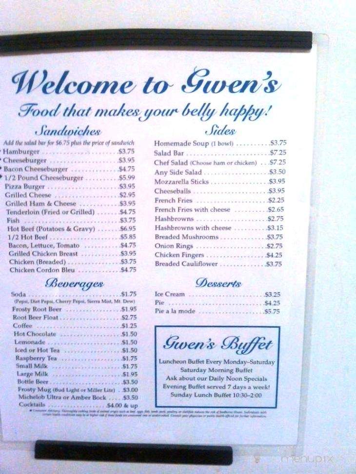 Gwen's Restaurant - Lisbon, IA menu_pic
