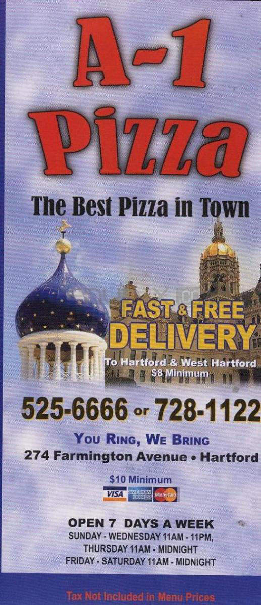 A-1 Pizza - Hartford, CT menu_pic