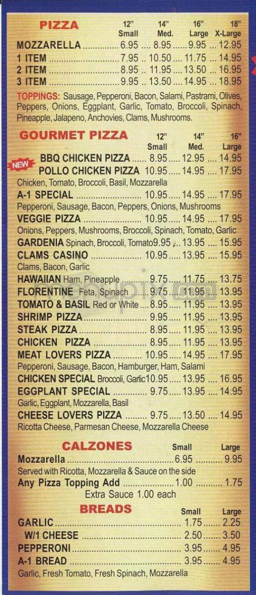 A-1 Pizza - Hartford, CT menu_pic