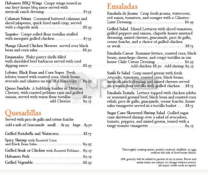Agave Grill - Hartford, CT menu_pic