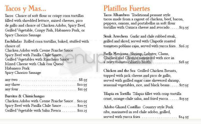 Agave Grill - Hartford, CT menu_pic