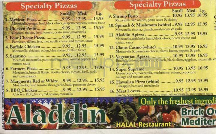 Aladdin - Hartford, CT menu_pic