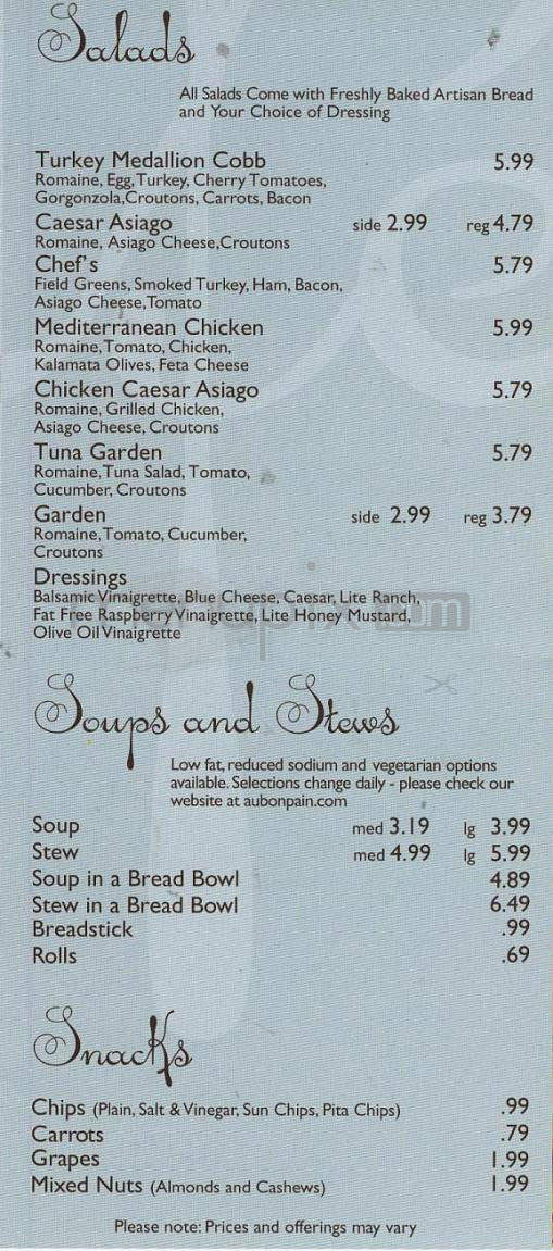 Au Bon Pain - Hartford, CT menu_pic
