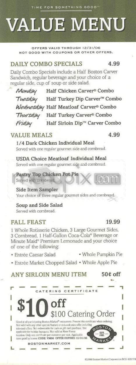 Boston Market - Hartford, CT menu_pic