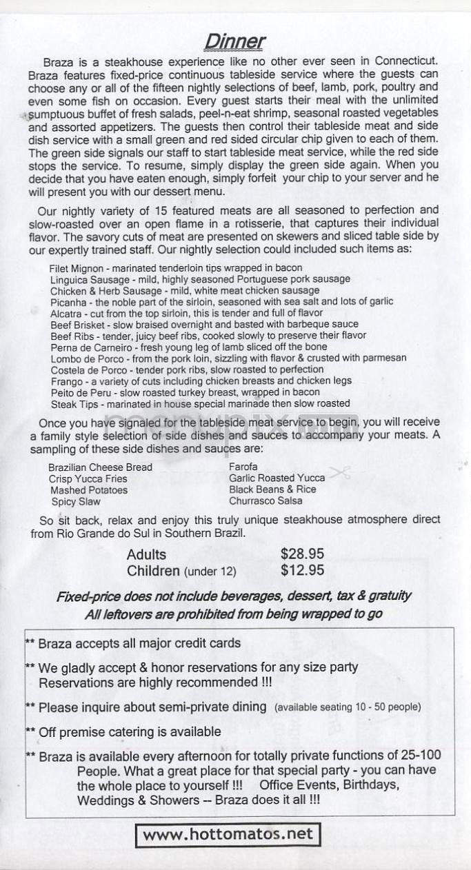 Churrascaria Braza - Hartford, CT menu_pic