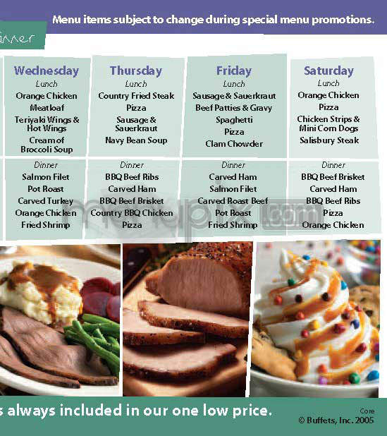 Home Town Buffet - West Hartford, CT menu_pic