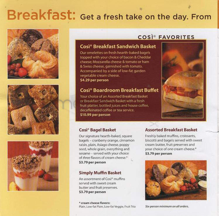 Cosi - West Hartford, CT menu_pic