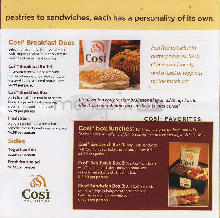 Cosi - West Hartford, CT menu_pic