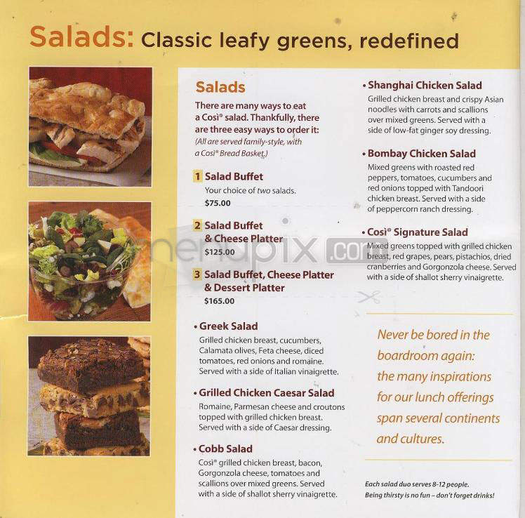 Cosi - West Hartford, CT menu_pic
