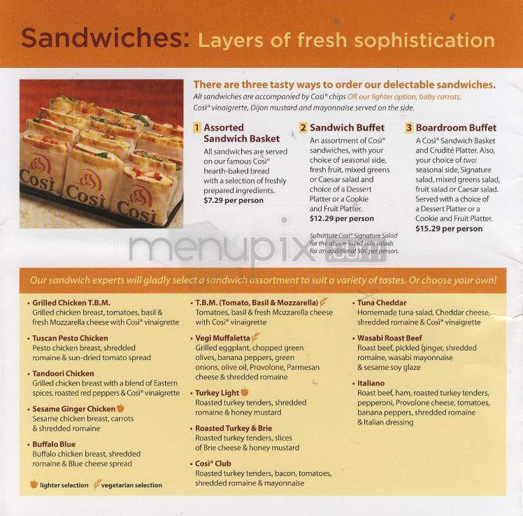 Cosi - West Hartford, CT menu_pic