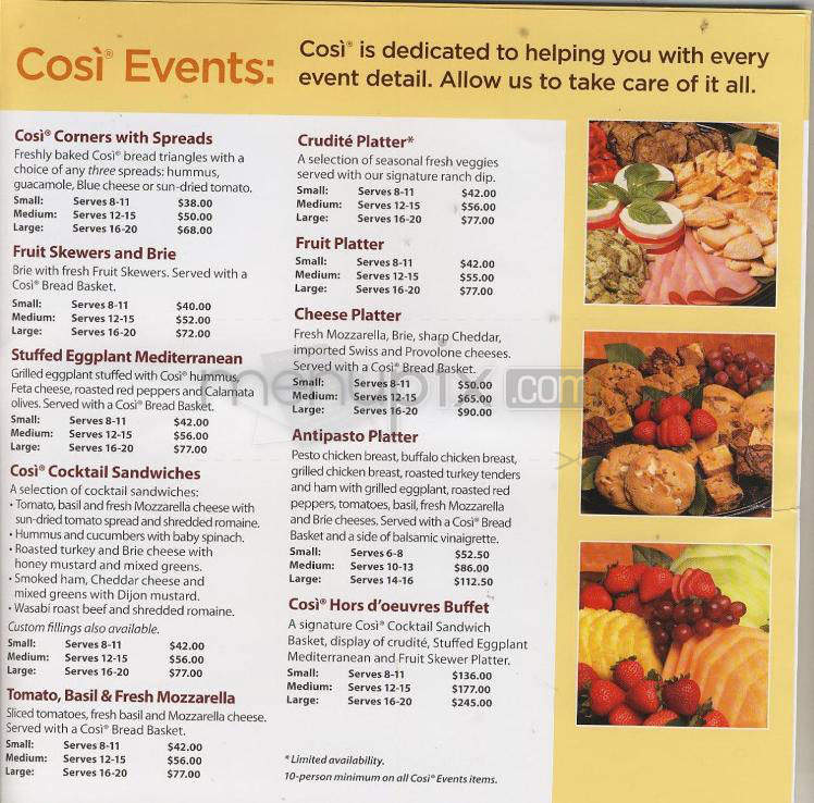 Cosi - West Hartford, CT menu_pic
