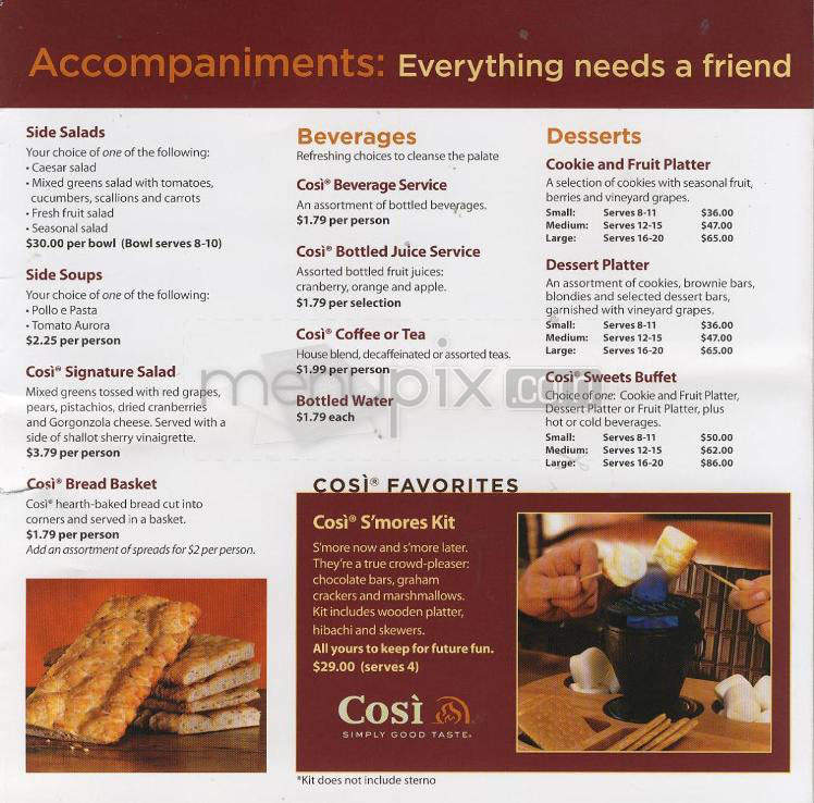 Cosi - West Hartford, CT menu_pic