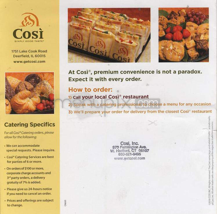 Cosi - West Hartford, CT menu_pic