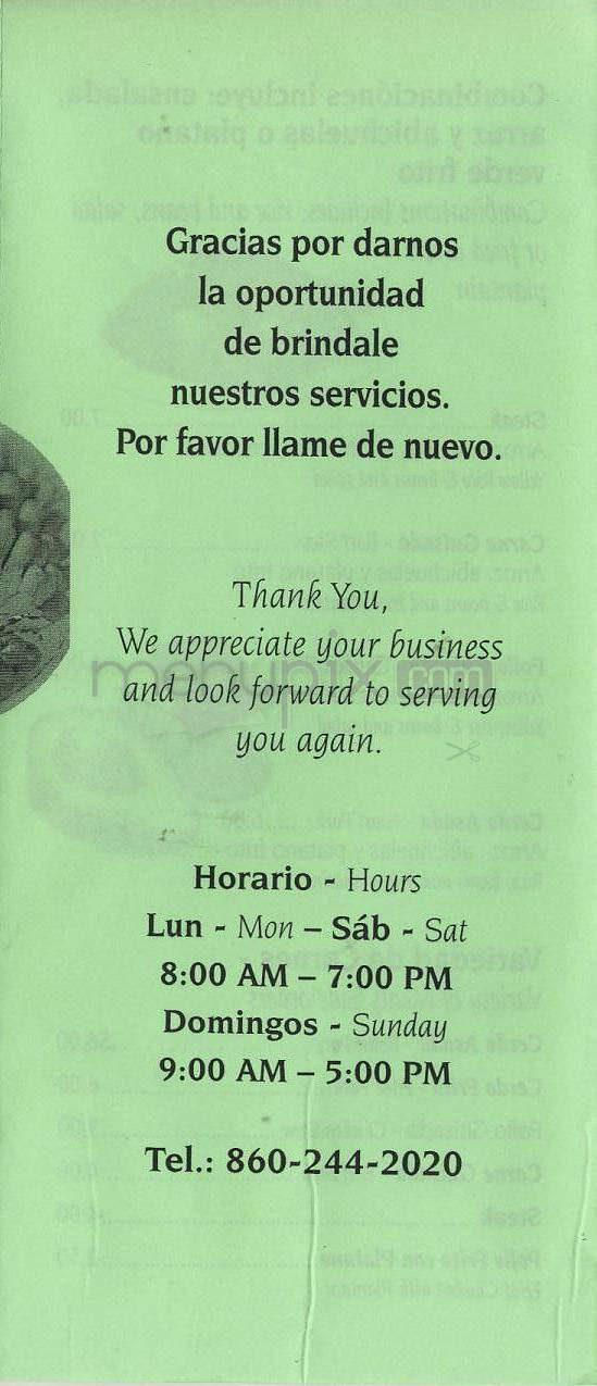 Cuchilandia Restaurant - Hartford, CT menu_pic