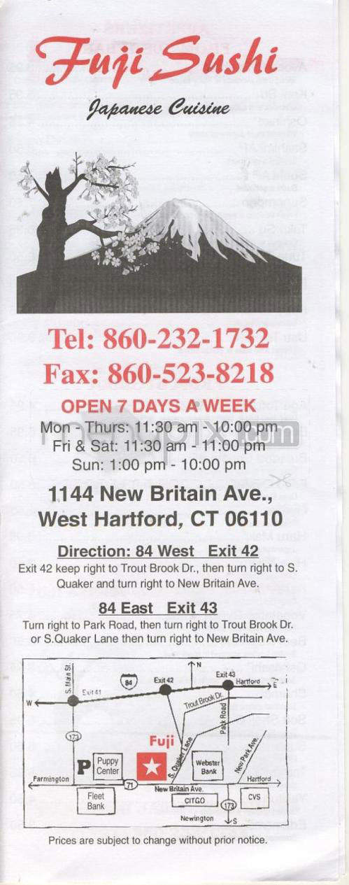 Fuji Japanese Restaurant - West Hartford, CT menu_pic