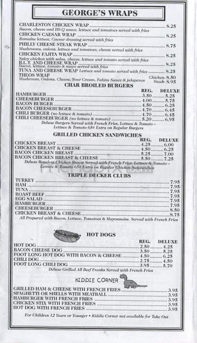 George's Pizza House - Hartford, CT menu_pic