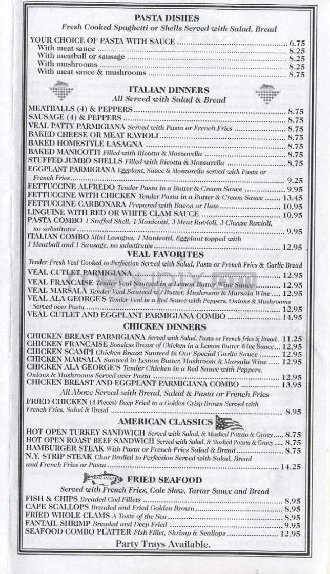 George's Pizza House - Hartford, CT menu_pic