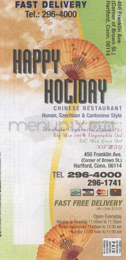 Happy Holiday Chinese Restaurant - Hartford, CT menu_pic