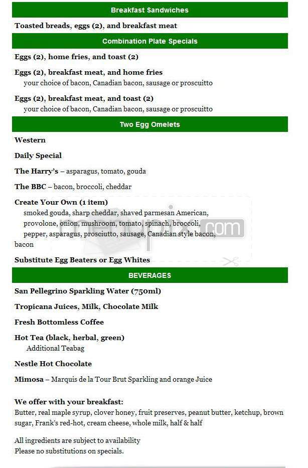 Harry's Pizza - West Hartford, CT menu_pic