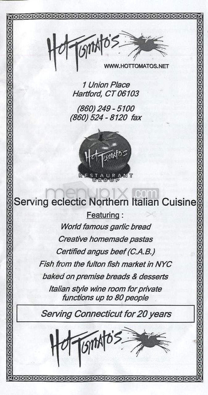 Hot Tomato's - Hartford, CT menu_pic